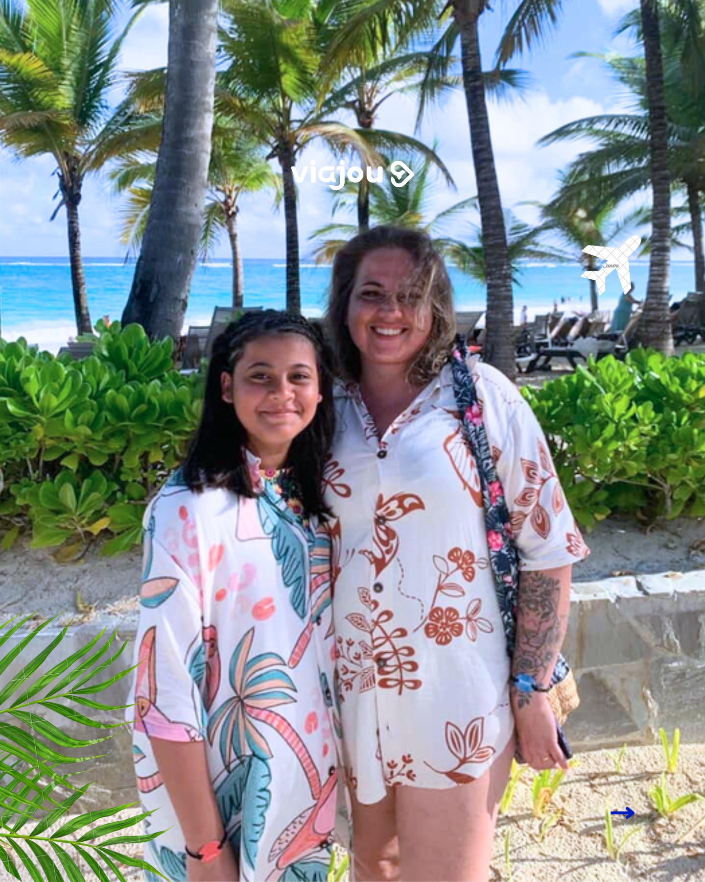 Thacyana e a filha em Punta Cana